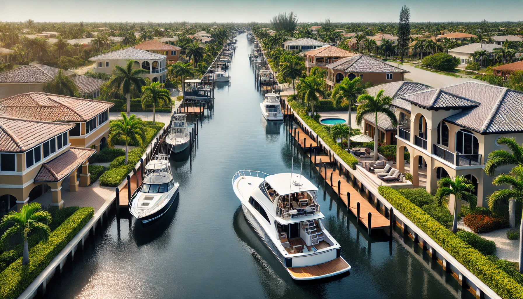 Houses on a Canal in Cape Coral, Florida