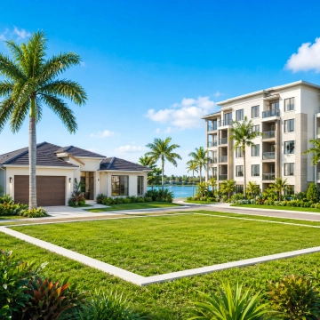 Wohnimmobilien in Südwestflorida mit Einfamilienhaus, unbebautem Grundstück und Apartmentgebäude